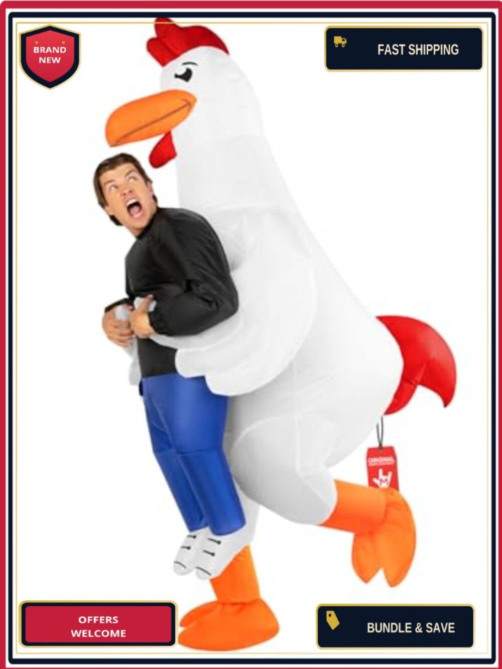 Inflatable Chicken Costume Adult Halloween Novelty Party Outfit One Size